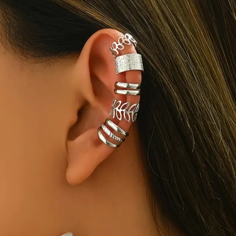 Silver Multi-Style Ear Cuff Set - Women Jewelry